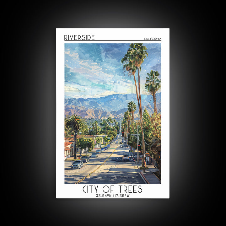 Riverside Travel Poster, Framed Canvas Print, Travel Art Print, Modern Wall Decor, City Art Print, Landscape Art, City Travel Poster