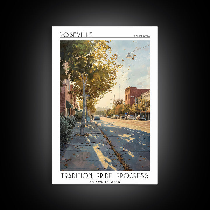 Roseville Travel Poster, Canvas Print, Travel Wall Decor, Minimalist Poster, Fine Art Print, Retro Travel Poster, City Travel Poster