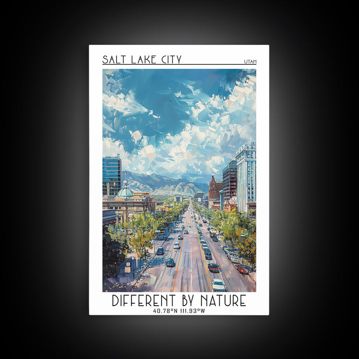 Salt Lake City Travel Poster, Framed Canvas Print, Retro Wall Art, Travel Print, Vintage Posters, City Art Print, Retro Travel Print
