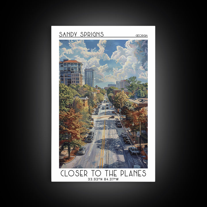 Sandy Springs Travel Poster, Canvas Print, Travel Prints, Landscape Art, City Wall Art, Colorful Wall Art, Retro Wall Art, Art Print