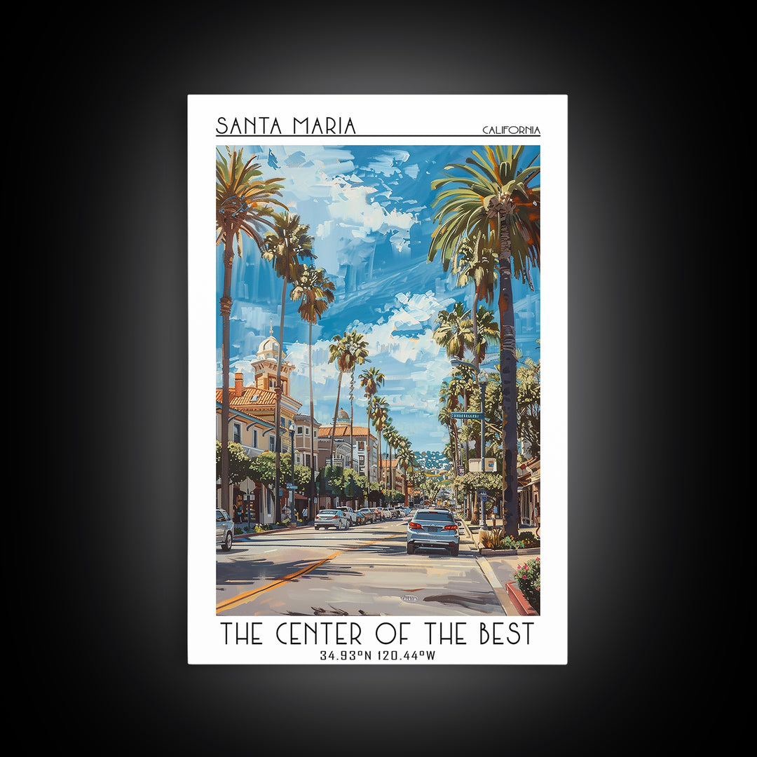 Santa Maria Travel Poster, Framed Canvas Print, City Travel Poster, Travel Wall Decor, Minimalist Poster, Poster Print, Travel Print