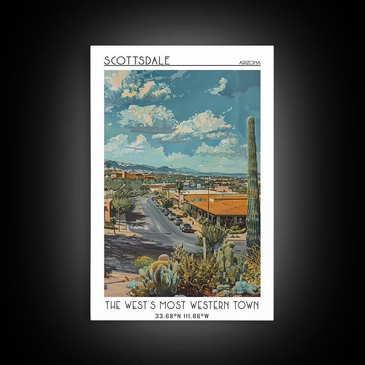 Scottsdale Travel Poster, Framed Canvas Print, City Art Print, Travel Wall Art, Vintage Poster, Gallery Wall Set, Vintage Travel Art