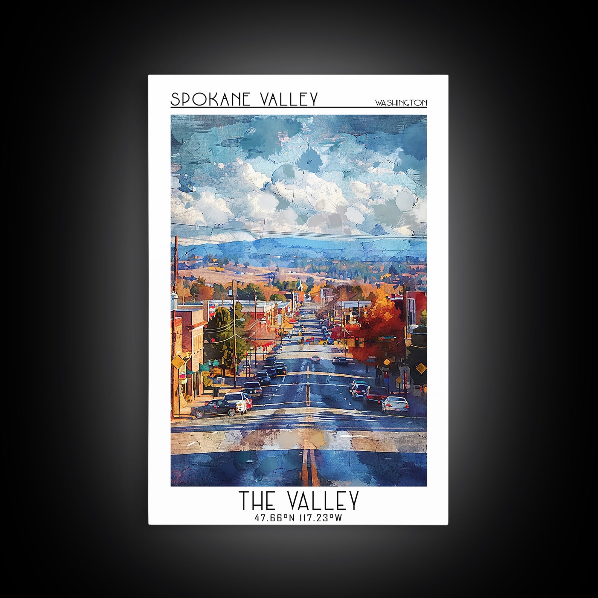 Spokane Valley Travel Poster, Canvas Print, Travel Wall Decor, Minimalist Poster, Living Room Wall Art, City Art Print, Travel Print