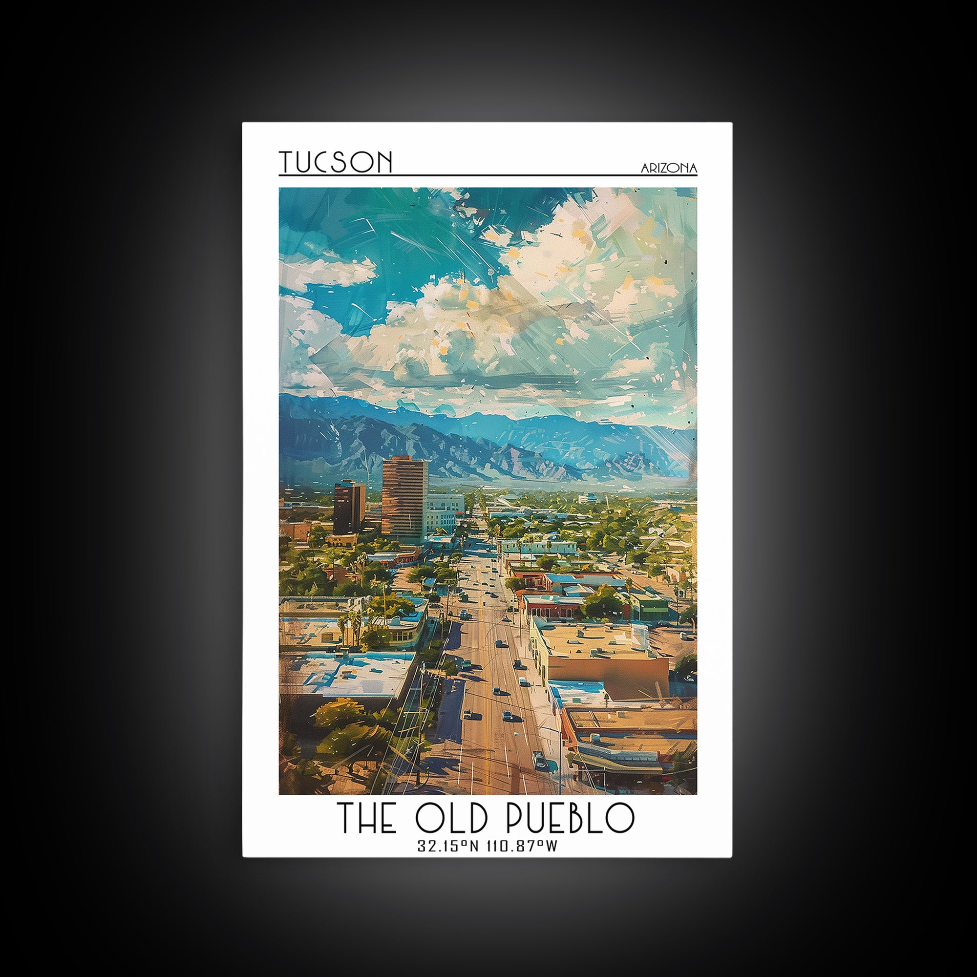Tucson Travel Poster, Canvas Print, City Art Print, Travel Wall Art, Retro Travel Print, Travel Decor, Poster Art, Modern Wall Decor
