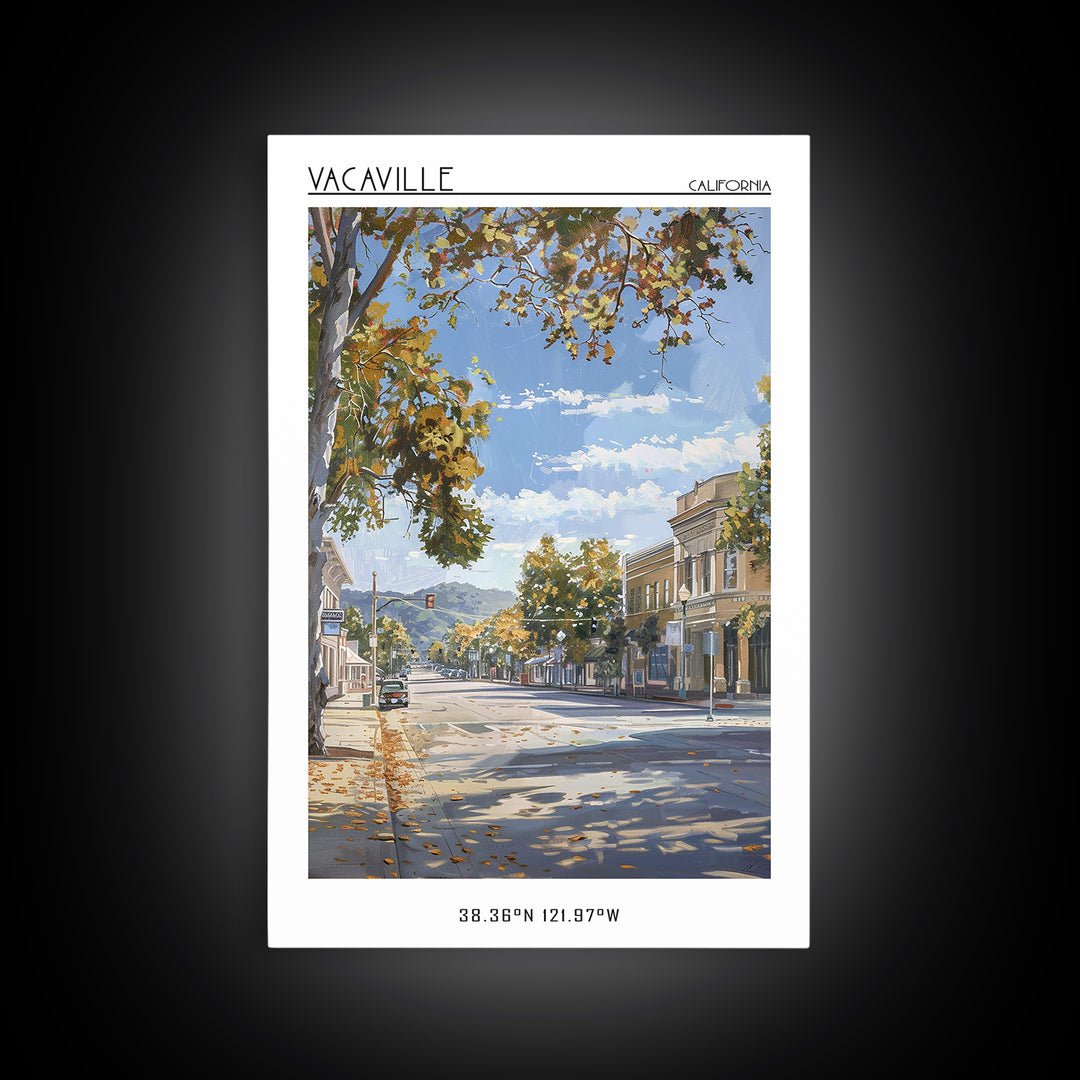 Vacaville Travel Poster, Canvas Print, Travel Wall Art, City Wall Art, Living Room Wall Art, Wall Art, Home Decor, City Illustration