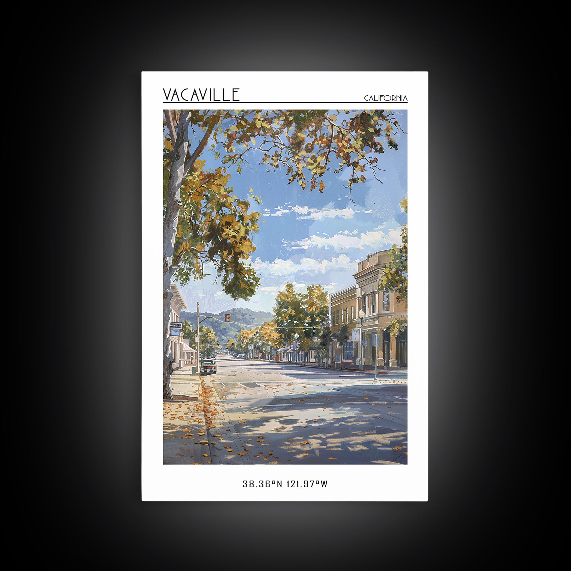 Vacaville Travel Poster, Canvas Print, Travel Wall Art, City Wall Art, Living Room Wall Art, Wall Art, Home Decor, City Illustration