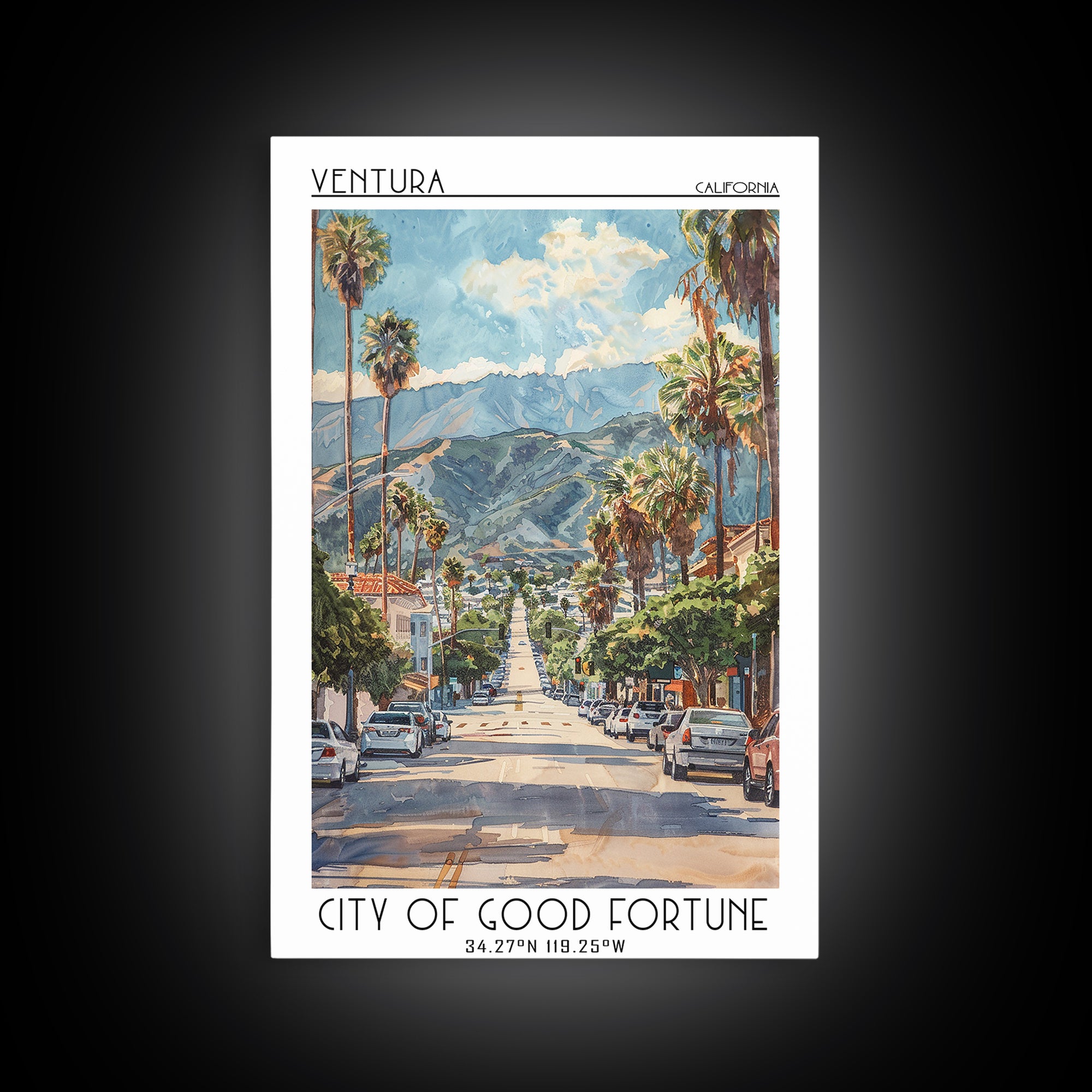 Ventura Travel Poster, Canvas Print, City Travel Poster, Travel Wall Art, Travel Art Print, Home Decor, Travel Prints, Landscape Art