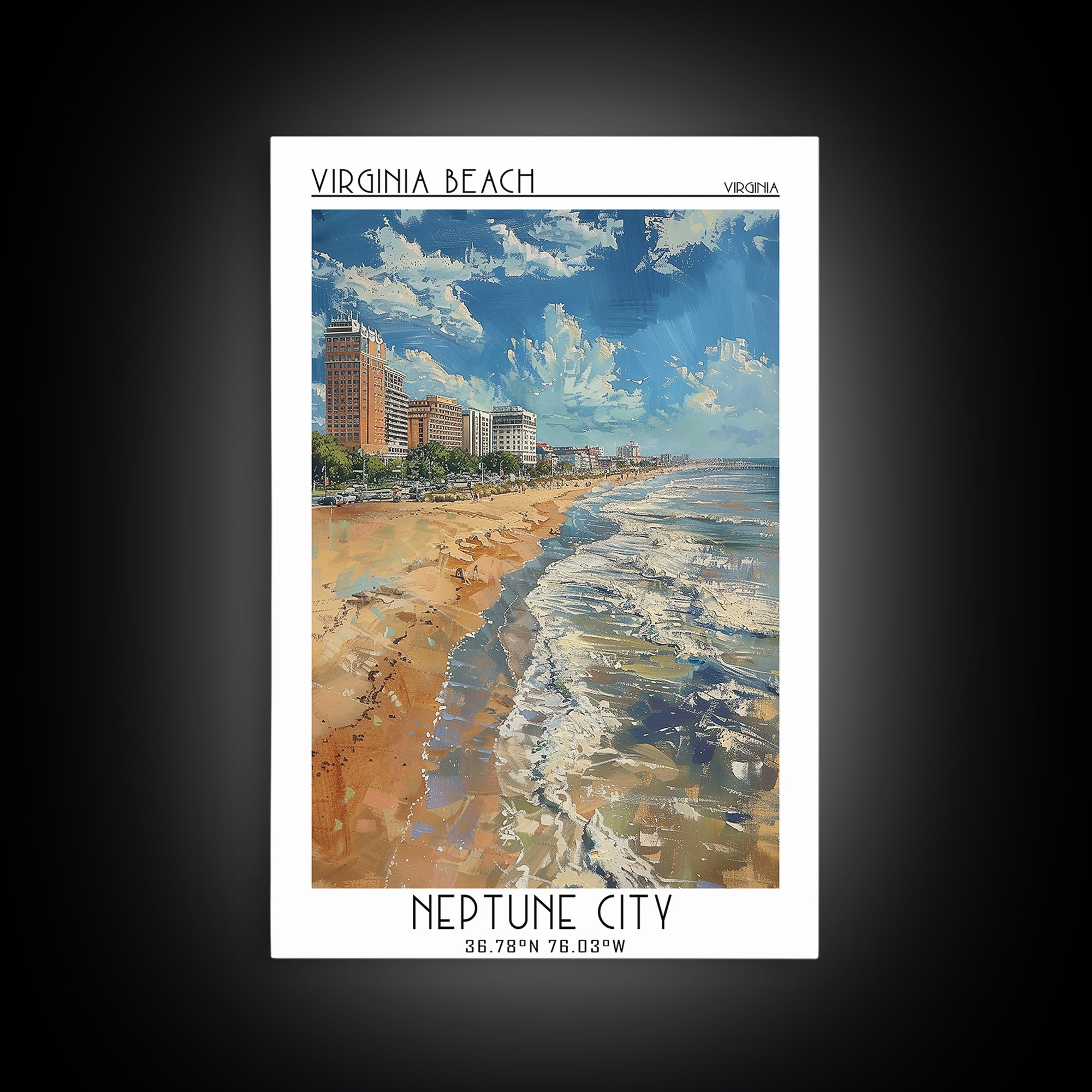 Virginia Beach Travel Poster, Canvas Print, City Travel Poster, Travel Wall Art, Vintage City Poster, Vintage Travel, City Art Print