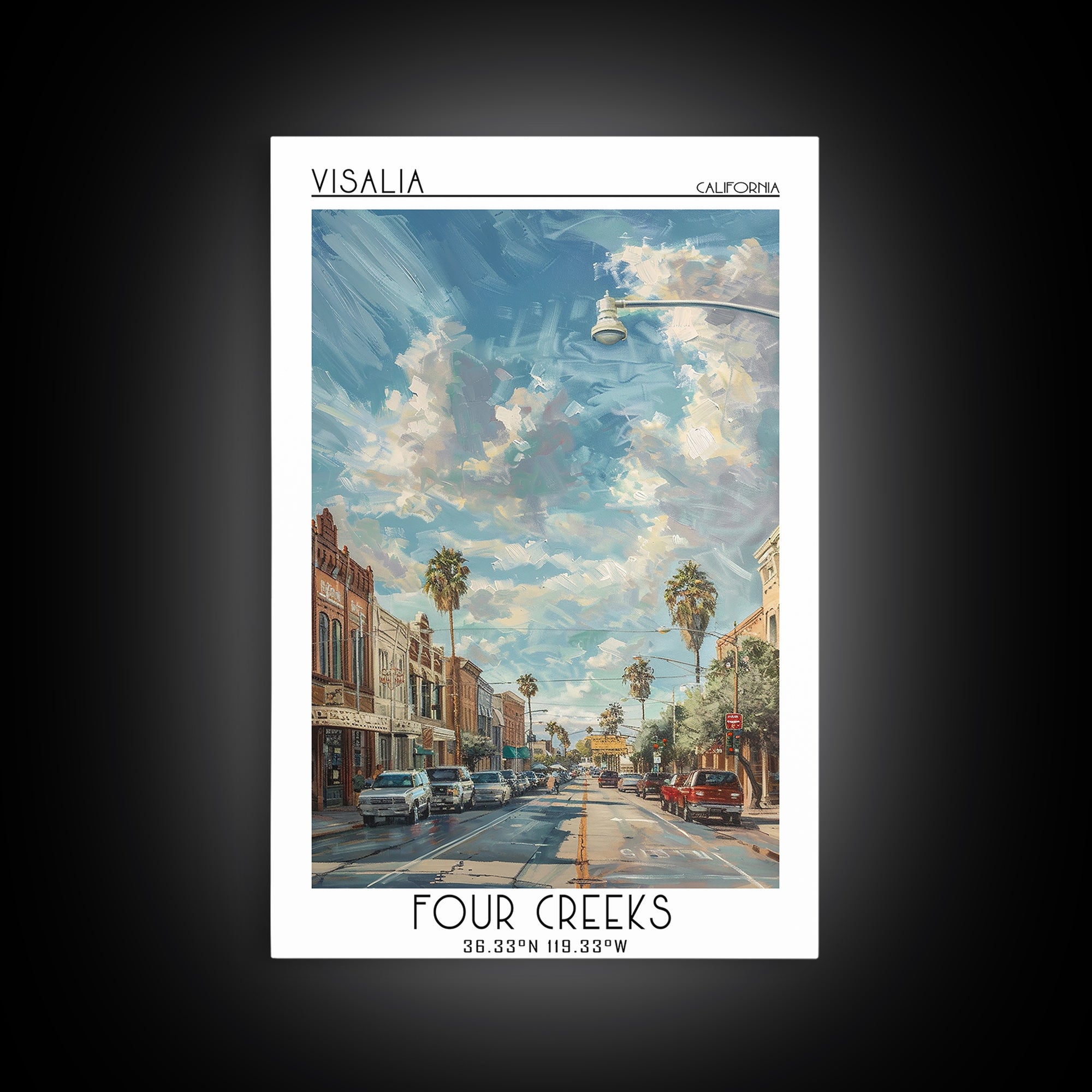Visalia Travel Poster, Framed Canvas Print, City Travel Poster, Vintage City Poster, Wanderlust Gift, Travel Posters, Vintage Travel