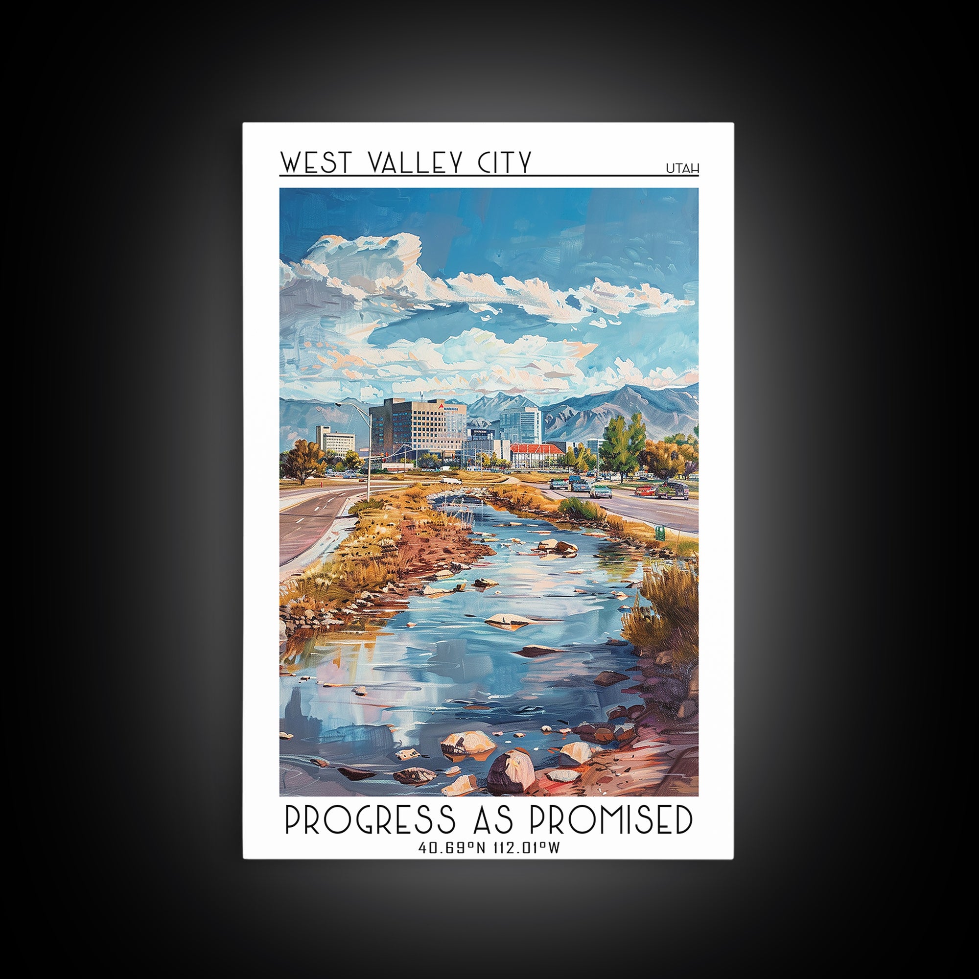 West Valley City Travel Poster, Framed Canvas Print, Travel Prints, Landscape Art, Travel Posters, City Art Print, Travel Wall Decor