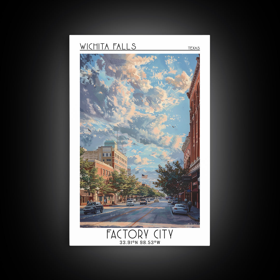 Wichita Falls Travel Poster, Canvas Print, Retro Wall Art, Travel Print, Travel Wall Art, Vintage Posters, Poster Art, Landscape Art