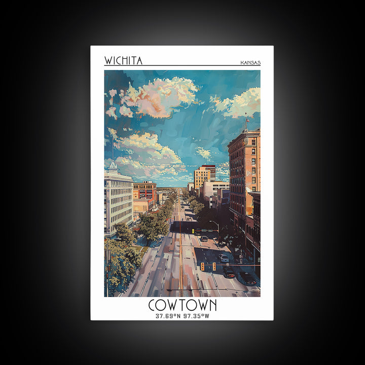 Wichita Travel Poster, Framed Canvas Print, City Art Print, Travel Wall Art, Gallery Wall Set, Modern Wall Decor, City Travel Poster