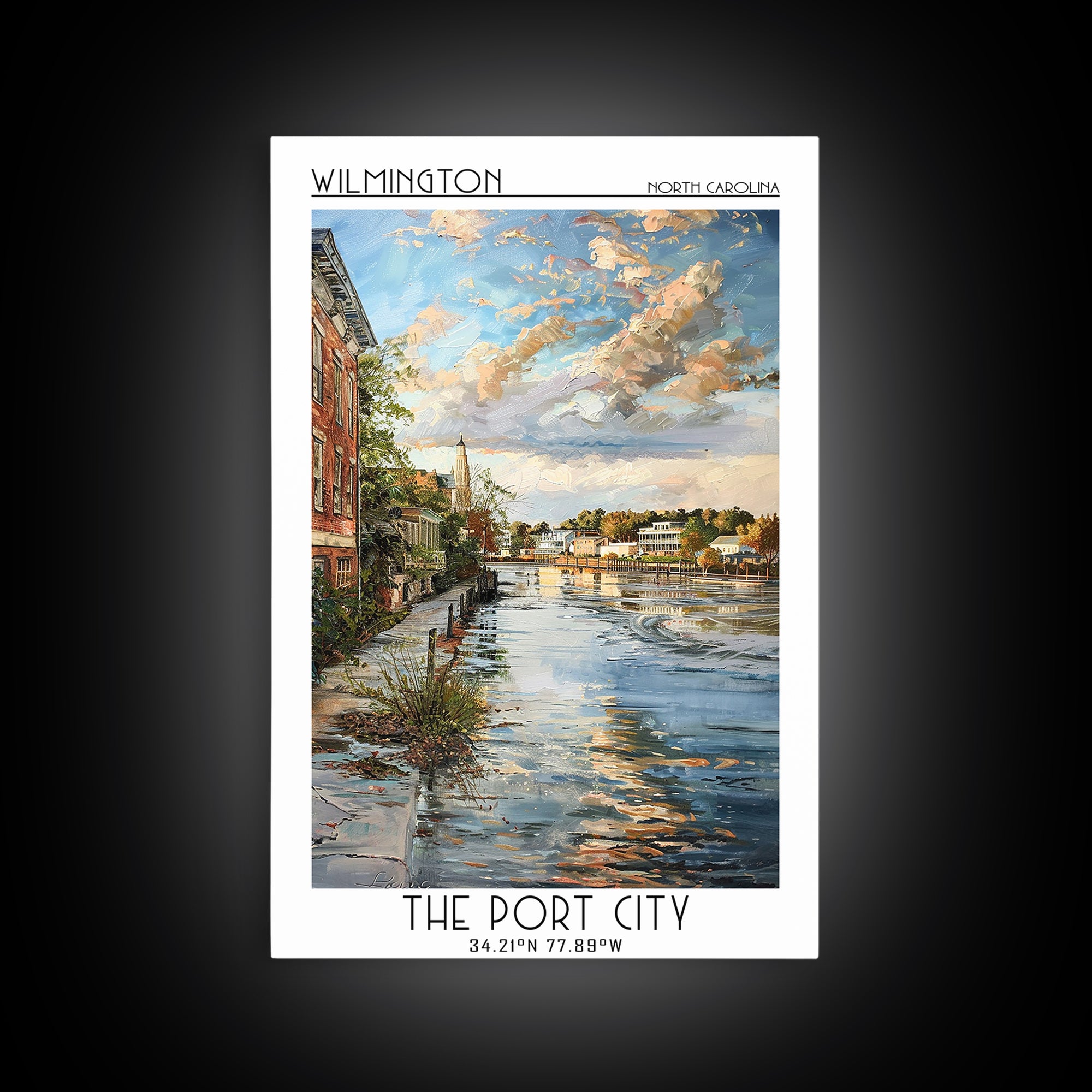 Wilmington Travel Poster, Framed Canvas Print, Travel Wall Art, City Wall Art, Minimalist Poster, Vintage Posters, City Illustration