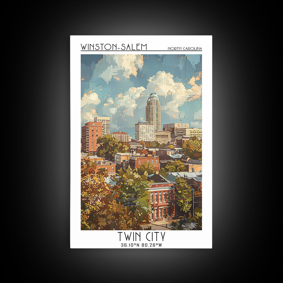 Winston-Salem Travel Poster, Canvas Print, City Travel Poster, Travel Wall Decor, Colorful Wall Art, City Art Print, Travel Wall Art