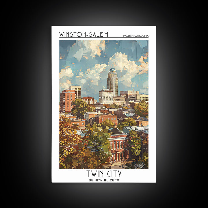 Winston-Salem Travel Poster, Canvas Print, City Travel Poster, Travel Wall Decor, Colorful Wall Art, City Art Print, Travel Wall Art