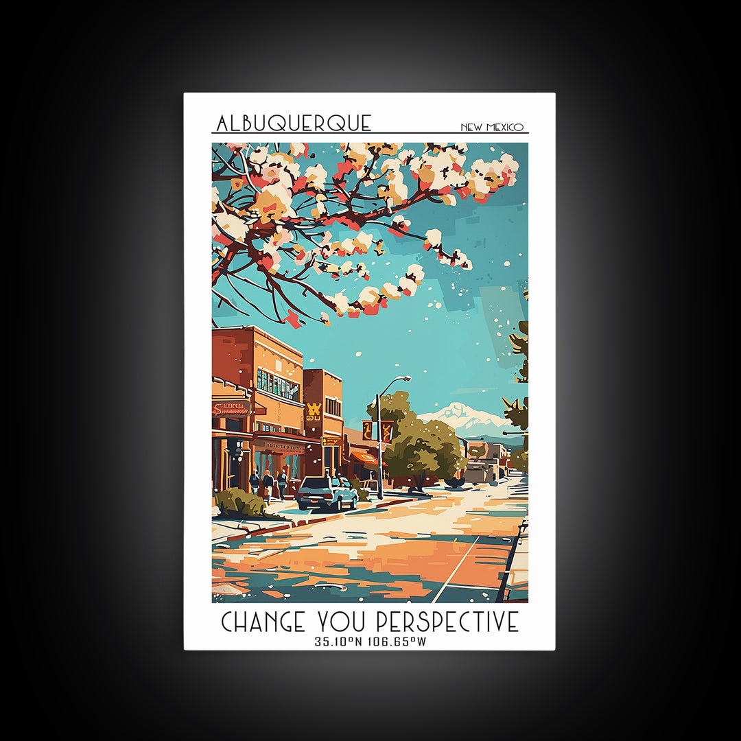 Albuquerque New Mexico Travel Poster, Canvas Print, Retro Wall Art, Travel Print, Travel Wall Art, Fine Art Print, Travel Wall Decor