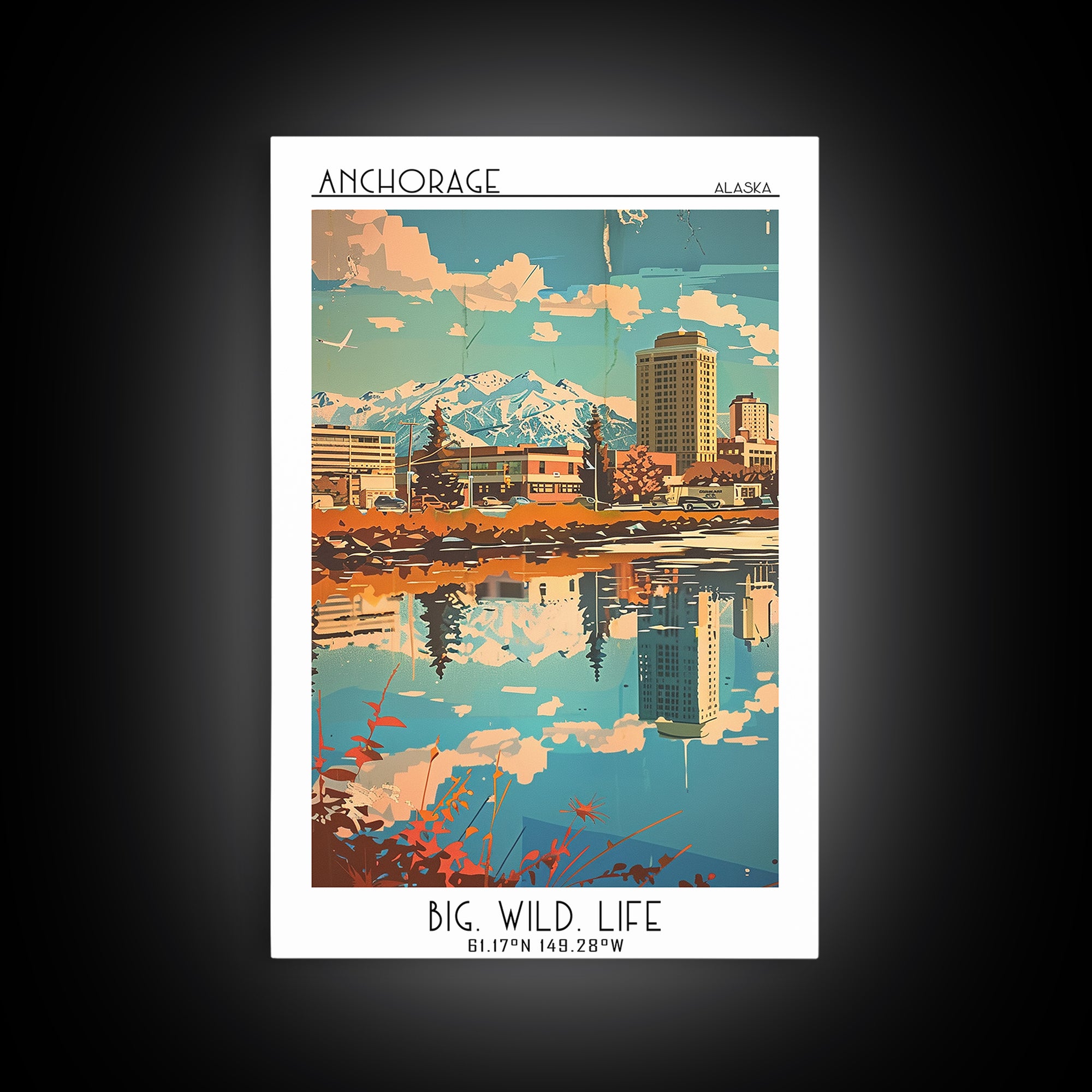 Anchorage Alaska Travel Poster, Canvas Print, Retro Wall Art, Travel Print, Travel Posters, Wall Art, Travel Prints, Travel Wall Art