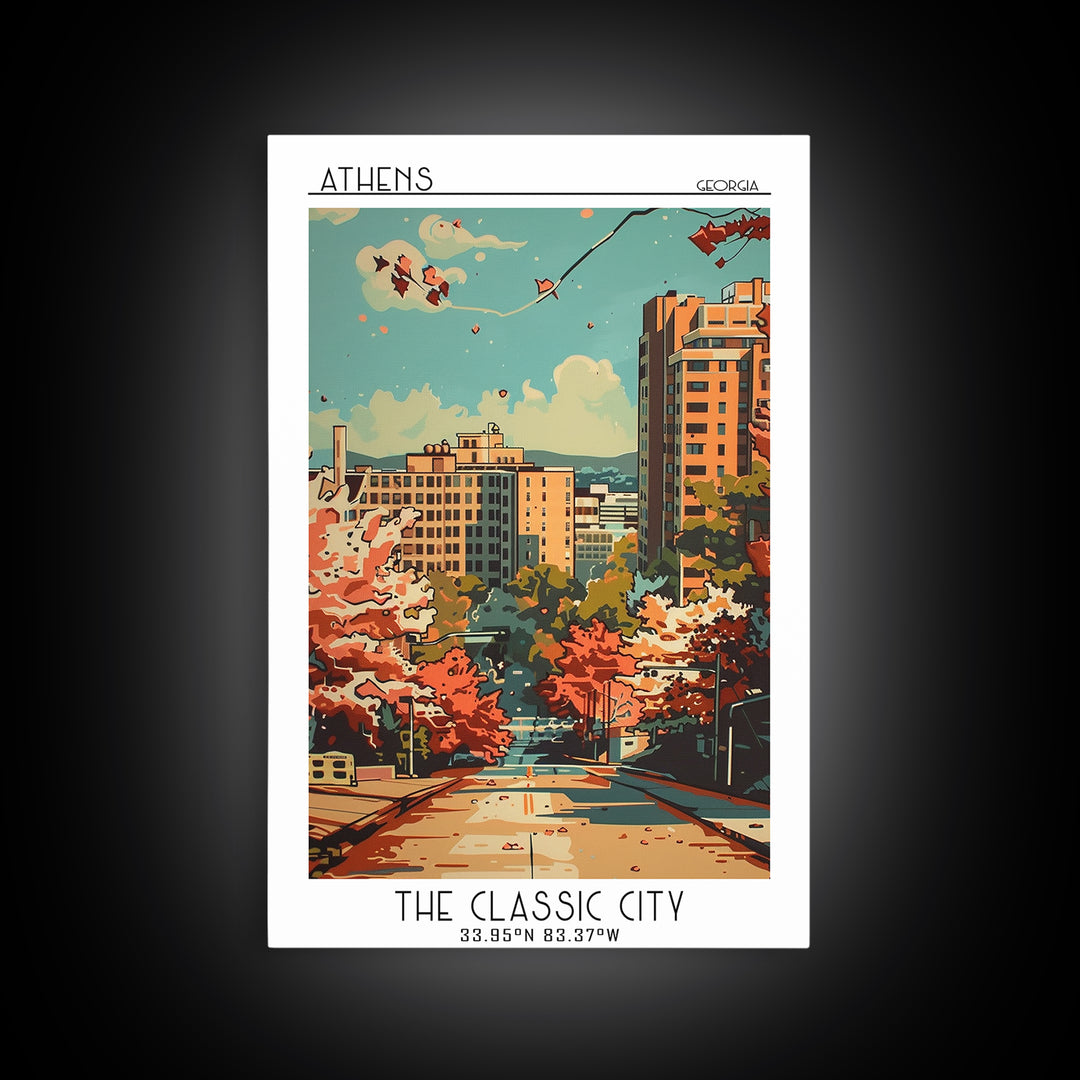 Athens Travel Poster, Framed Canvas Print, Travel Wall Decor, Minimalist Poster, City Wall Art, Travel Art Print, City Travel Poster
