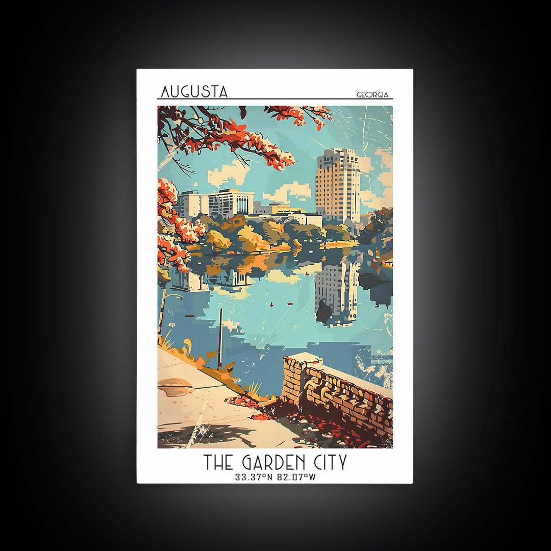 Augusta Travel Poster, Framed Canvas Print, Travel Wall Art, City Wall Art, Fine Art Print, Wall Art, Travel Posters, Vintage Travel