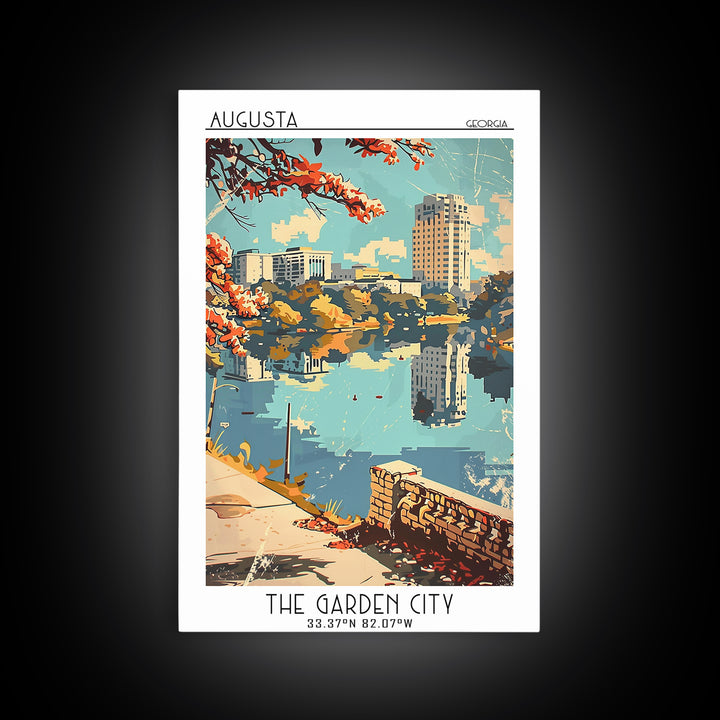 Augusta Travel Poster, Framed Canvas Print, Travel Wall Art, City Wall Art, Fine Art Print, Wall Art, Travel Posters, Vintage Travel