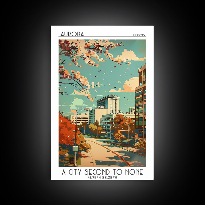 Aurora Illinois Travel Poster, Canvas Print, Vintage Travel Print, City Wall Art, City Travel Poster, Vintage Posters, Landscape Art