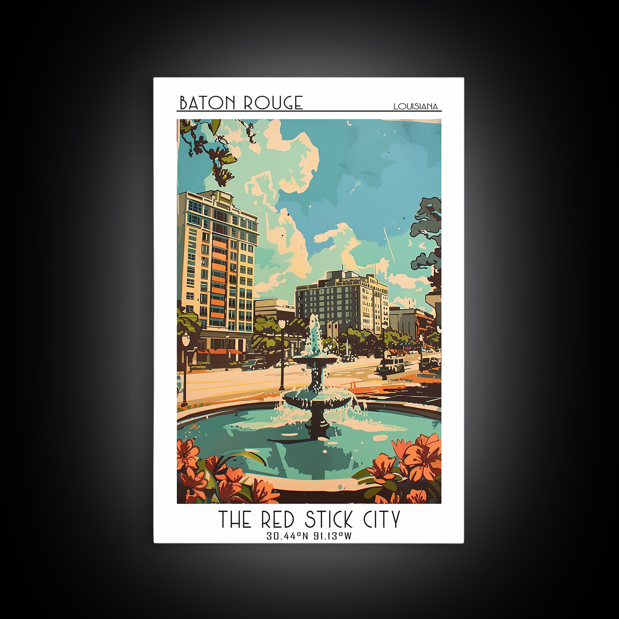 Baton Rouge Travel Poster, Framed Canvas Print, City Art Print, Travel Wall Art, Minimalist Poster, Travel Art Print, Fine Art Print