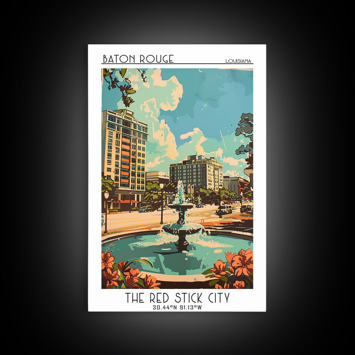 Baton Rouge Travel Poster, Framed Canvas Print, City Art Print, Travel Wall Art, Minimalist Poster, Travel Art Print, Fine Art Print