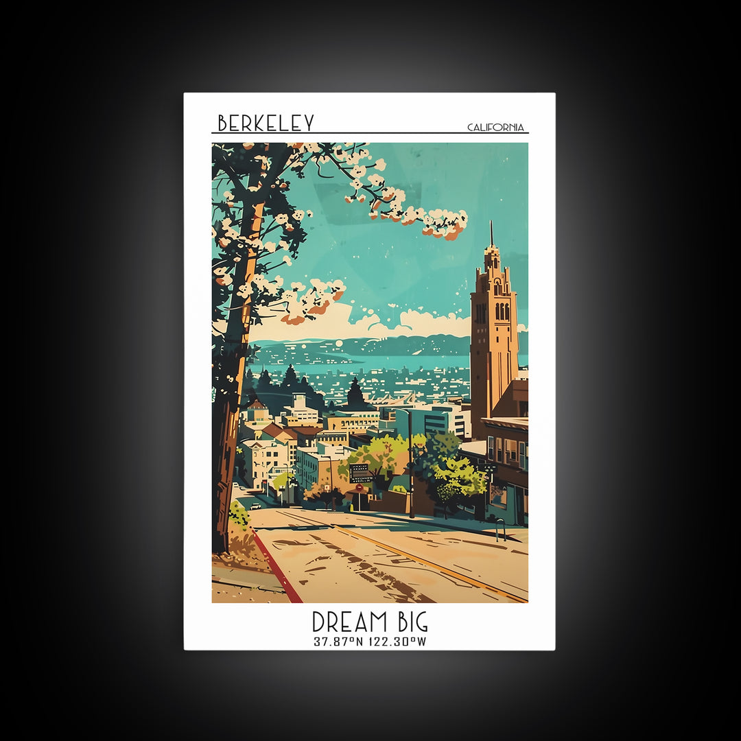 Berkeley Travel Poster, Canvas Print, Retro Travel Poster, City Wall Art, Colorful Wall Art, Travel Prints, Retro Wall Art, Wall Art