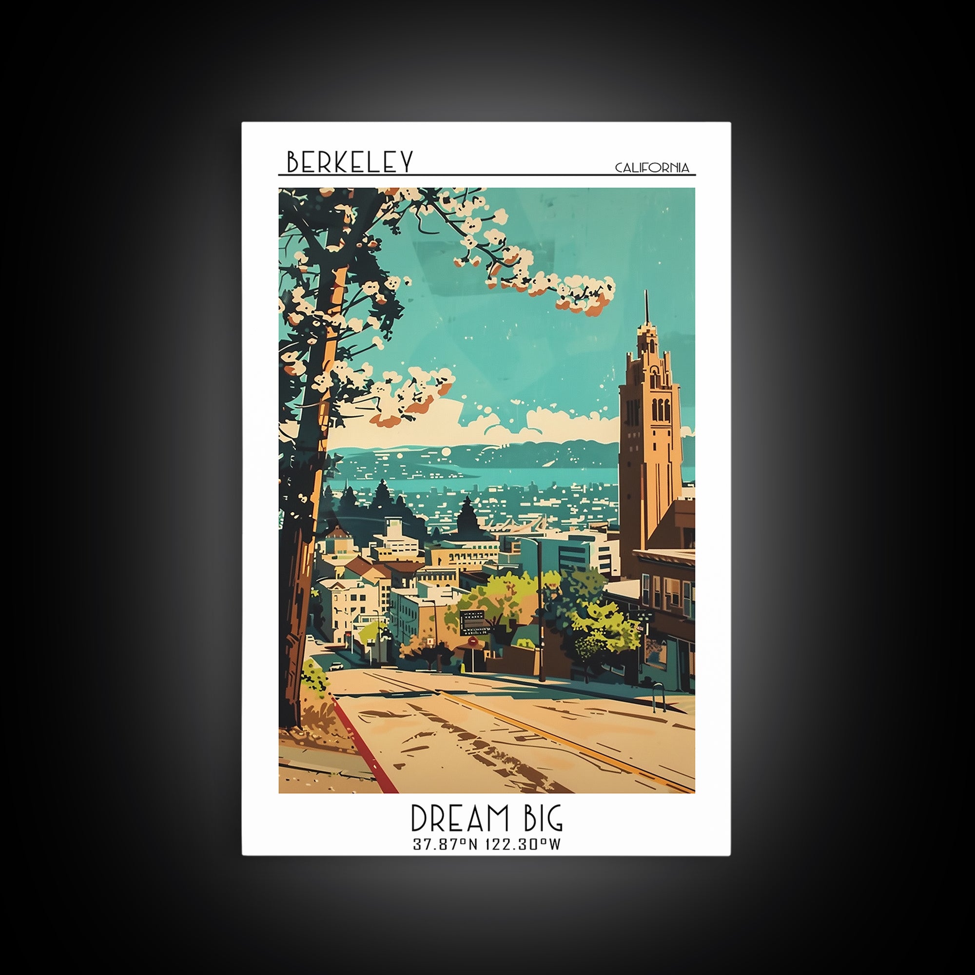 Berkeley Travel Poster, Canvas Print, Retro Travel Poster, City Wall Art, Colorful Wall Art, Travel Prints, Retro Wall Art, Wall Art