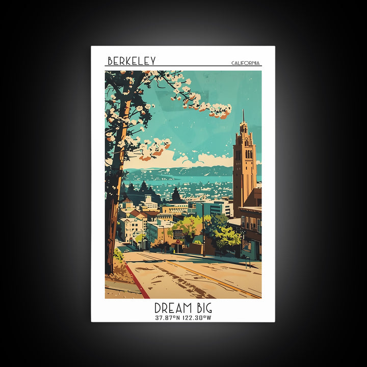 Berkeley Travel Poster, Canvas Print, Retro Travel Poster, City Wall Art, Colorful Wall Art, Travel Prints, Retro Wall Art, Wall Art