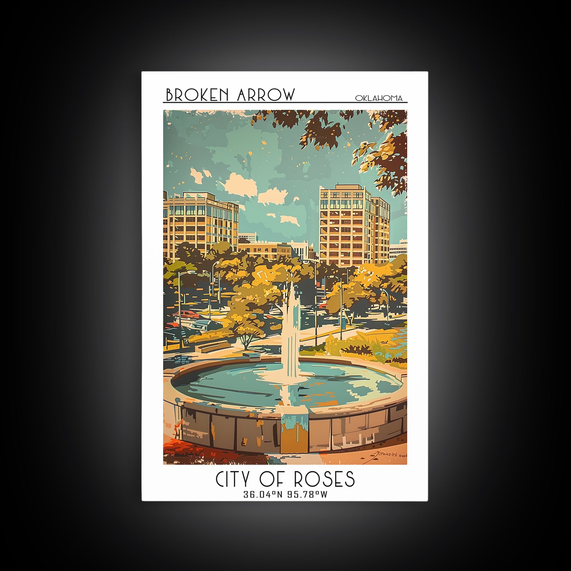 Broken Arrow Oklahoma Travel Poster, Canvas Print, City Travel Poster, Vintage City Poster, Poster Print, Gallery Wall Set, Wall Art
