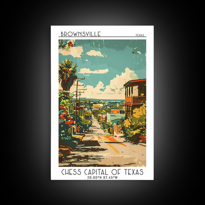 Brownsville Travel Poster, Framed Canvas Print, Poster Print, Travel Wall Art, Gallery Wall Set, Vintage Posters, Retro Travel Print