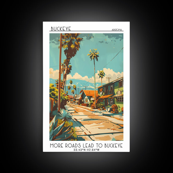 Buckeye Arizona Travel Poster, Canvas Print, Retro Wall Art, Travel Print, Mid Century Wall Art, Retro Travel Poster, Fine Art Print