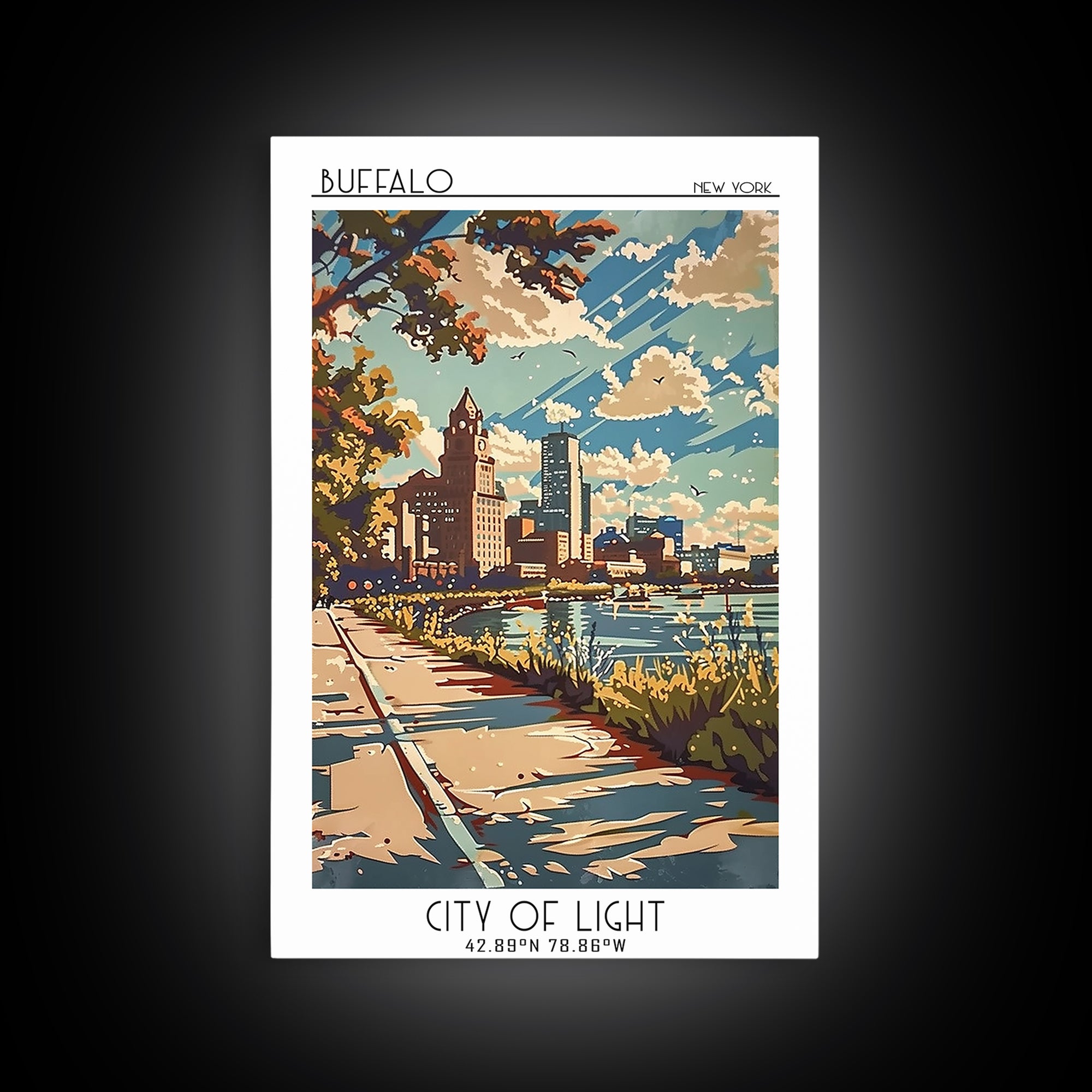 Buffalo New York Travel Poster, Canvas Print, City Art Print, Travel Wall Art, Vintage Travel Print, City Illustration, Poster Print