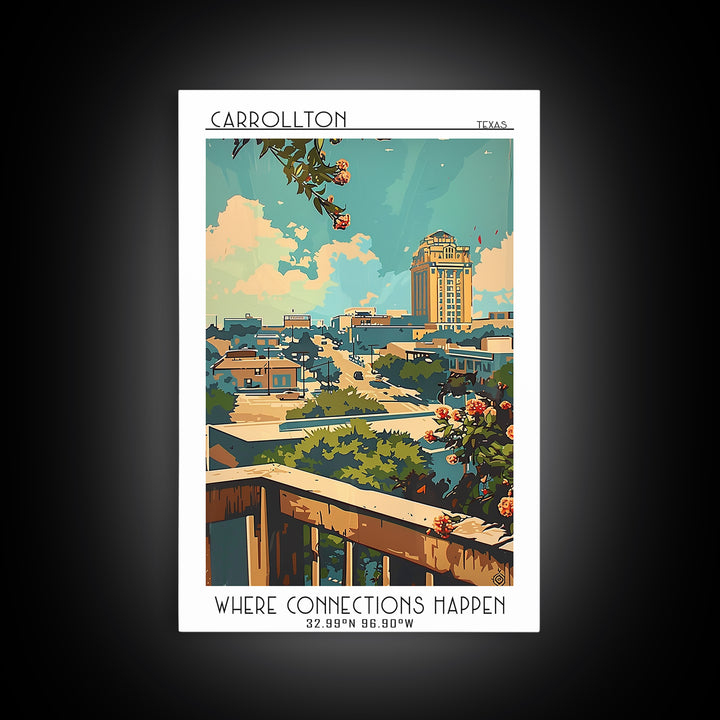 Carrollton Travel Poster, Framed Canvas Print, City Art Print, Travel Wall Art, Home Office Decor, City Wall Art, City Travel Poster