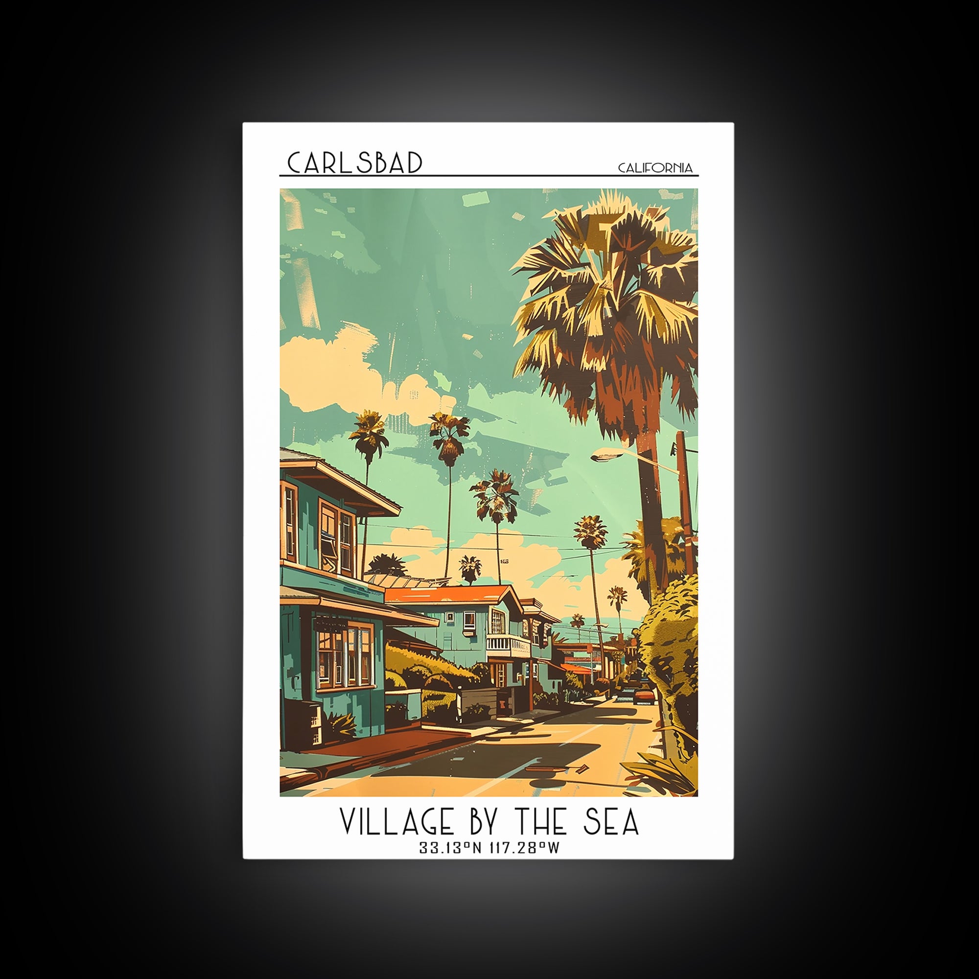 Carlsbad Travel Poster, Framed Canvas Print, City Travel Poster, Travel Wall Decor, Gallery Wall Set, Wall Art, Mid Century Wall Art