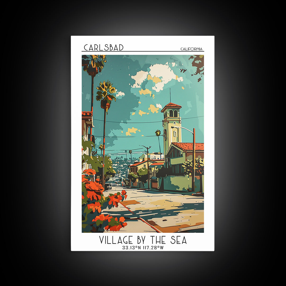 Carlsbad California Travel Poster, Canvas Print, Poster Print, Travel Wall Art, City Travel Poster, Gallery Wall Set, City Art Print