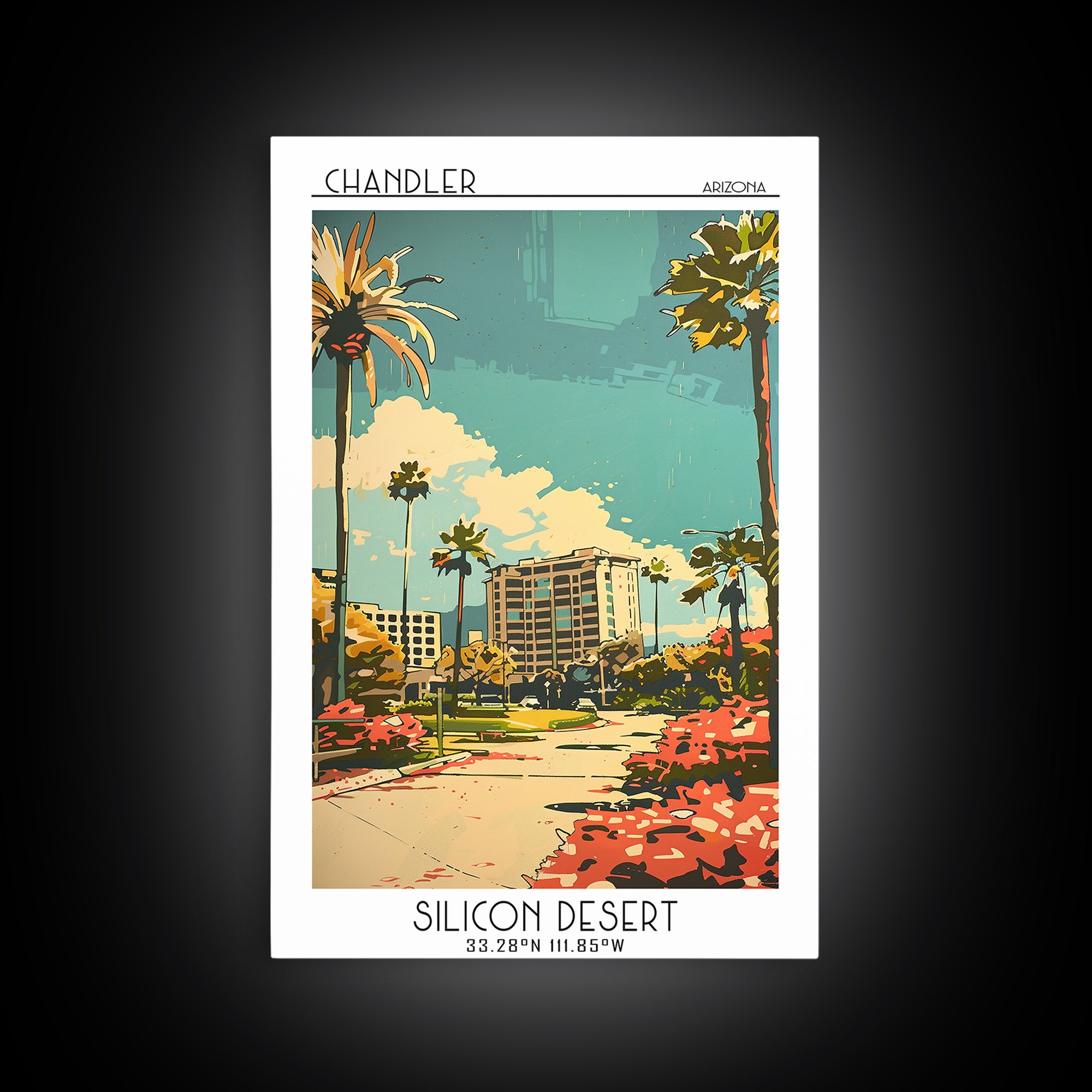 Chandler Travel Poster, Framed Canvas Print, Travel Art Print, Modern Wall Decor, Wall Art, Travel Wall Decor, Poster Art, Art Print