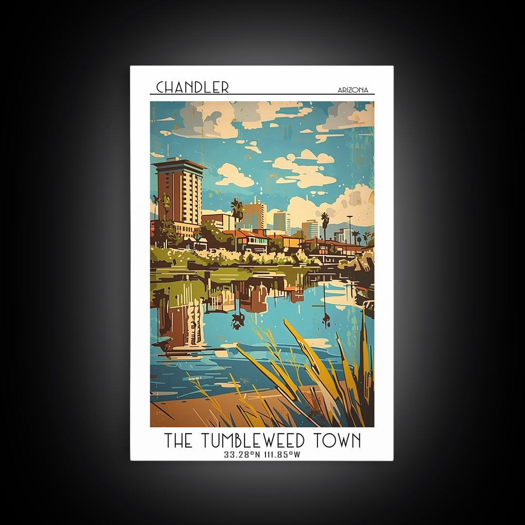 Chandler Arizona Travel Poster, Canvas Print, Travel Art Print, Modern Wall Decor, Living Room Wall Art, Home Decor, Travel Wall Art