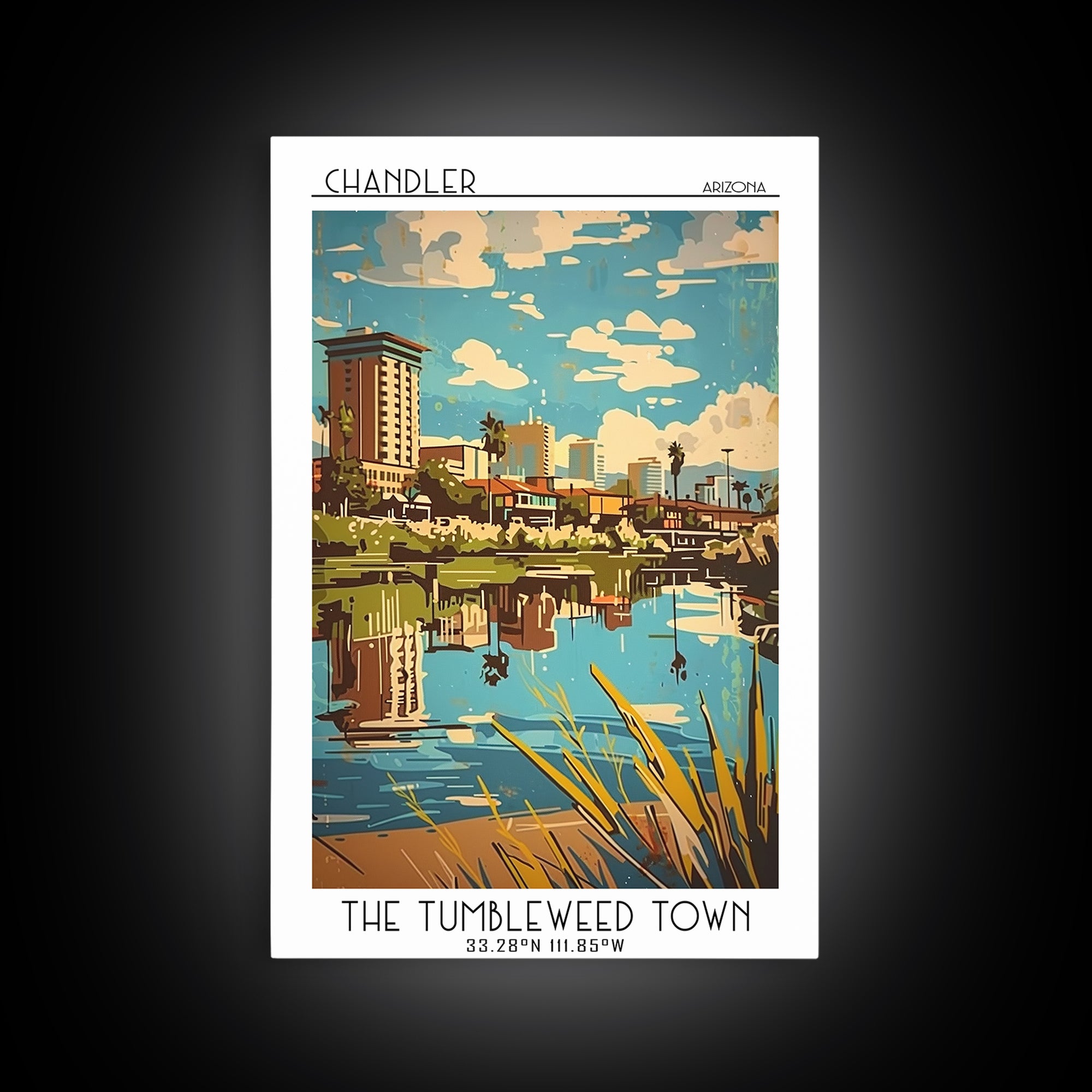 Chandler Arizona Travel Poster, Canvas Print, Travel Art Print, Modern Wall Decor, Living Room Wall Art, Home Decor, Travel Wall Art