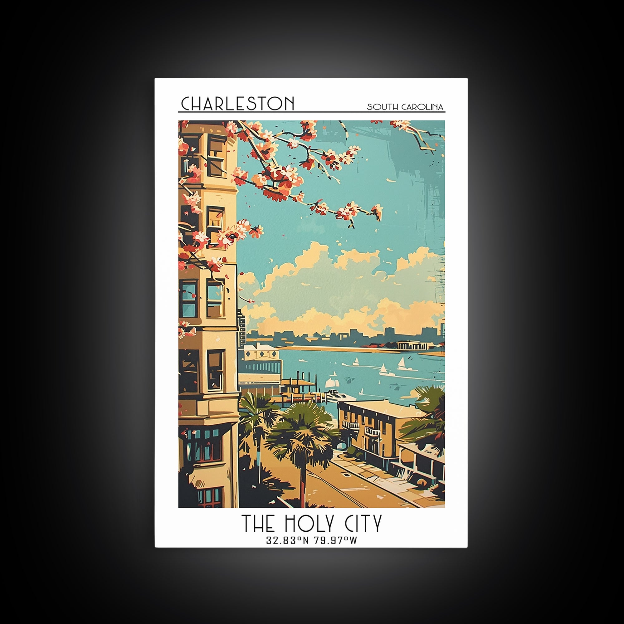 Charleston Travel Poster, Framed Canvas Print, City Travel Poster, Vintage City Poster, Gallery Wall Set, Poster Art, Travel Posters