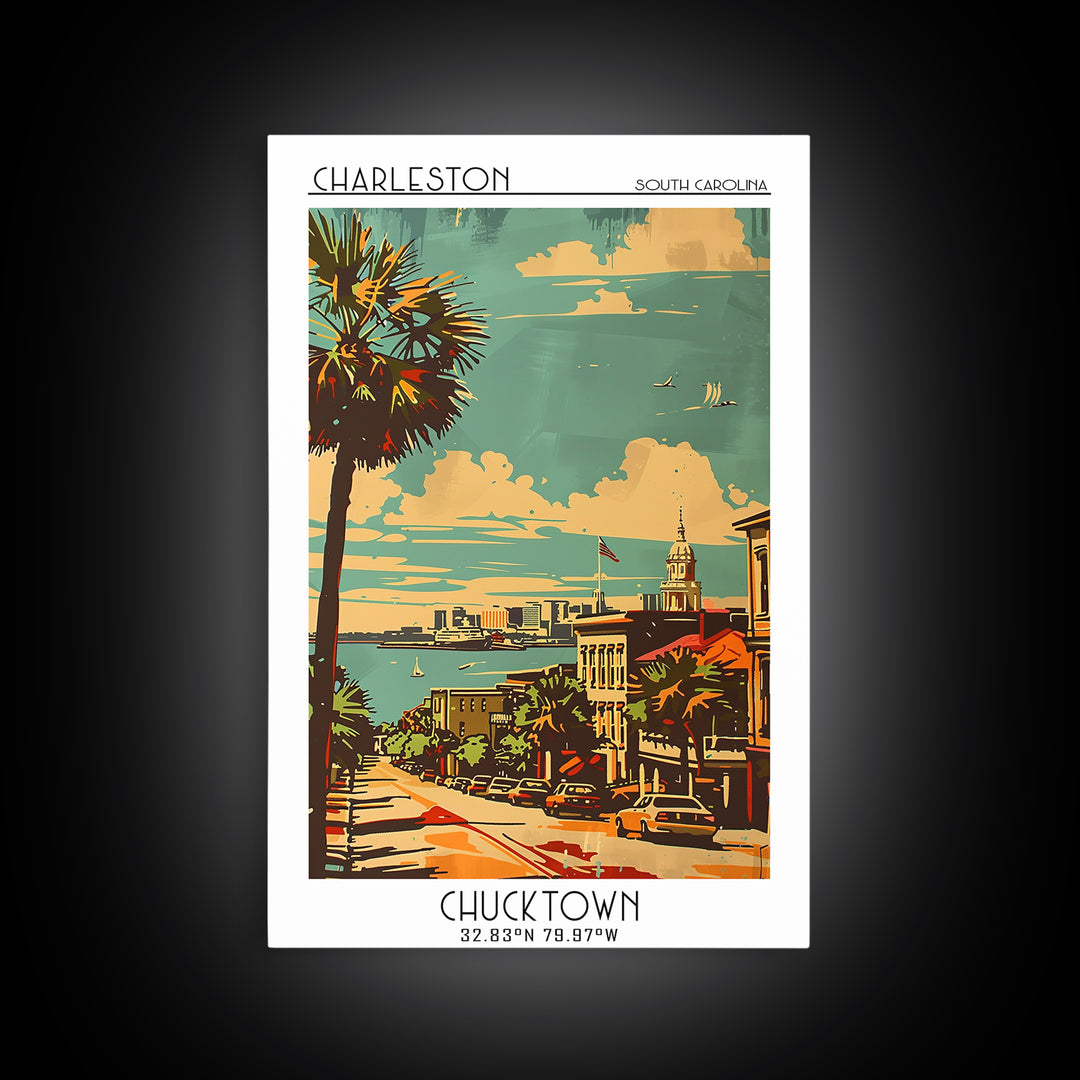 Charleston South Carolina Travel Poster, Canvas Print, City Art Print, Travel Wall Art, City Travel Poster, Vintage Poster, Wall Art