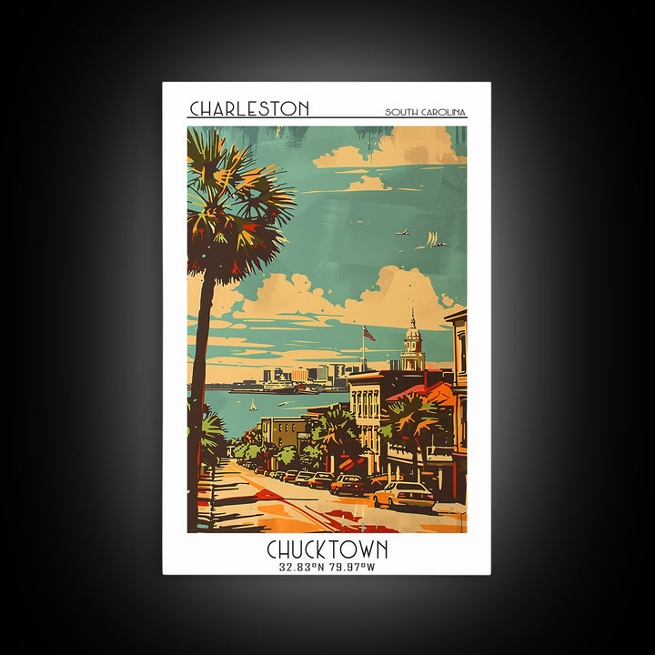 Charleston South Carolina Travel Poster, Canvas Print, City Art Print, Travel Wall Art, City Travel Poster, Vintage Poster, Wall Art