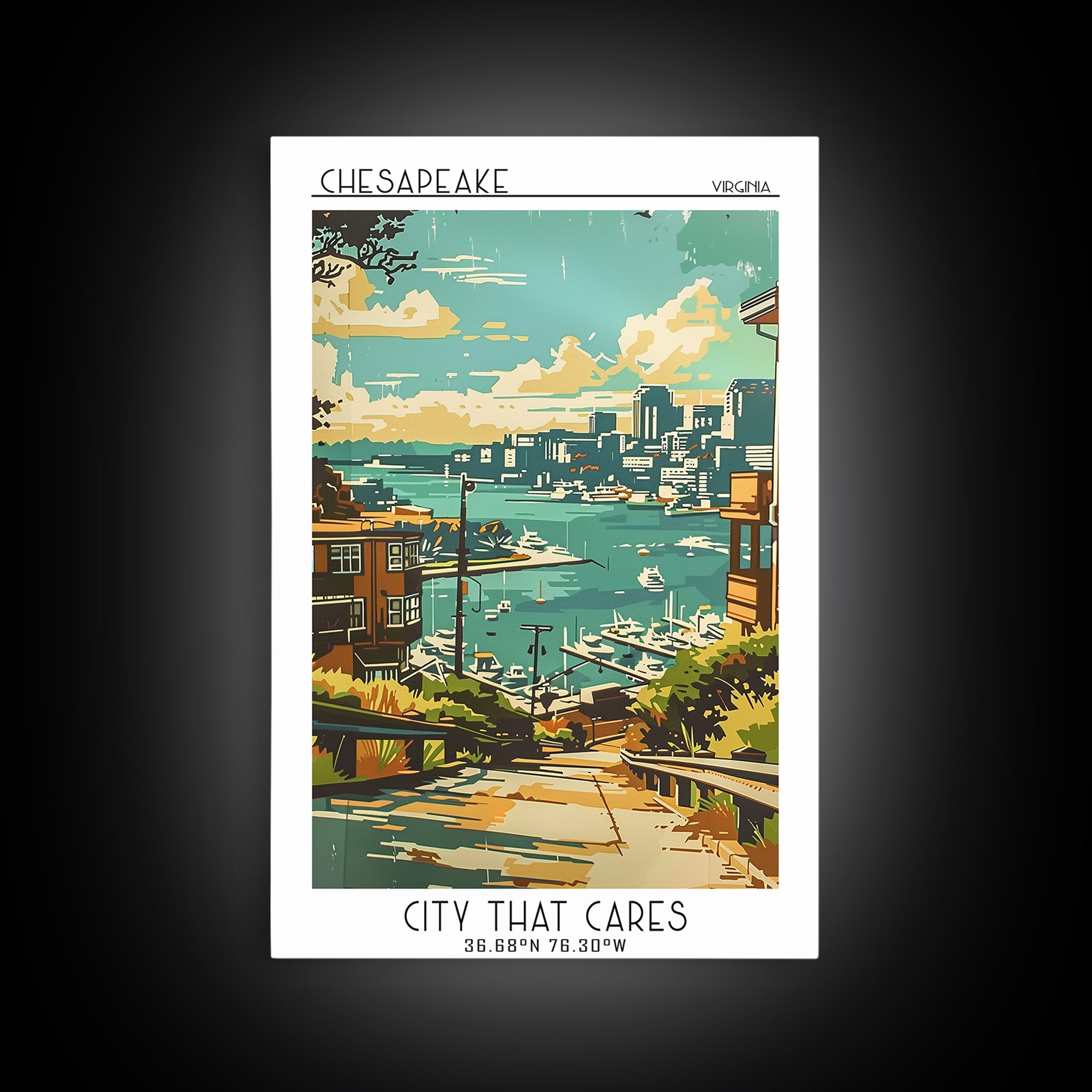 Chesapeake Travel Poster, Framed Canvas Print, Vintage Travel Print, City Wall Art, Fine Art Print, Vintage Travel, Gallery Wall Set
