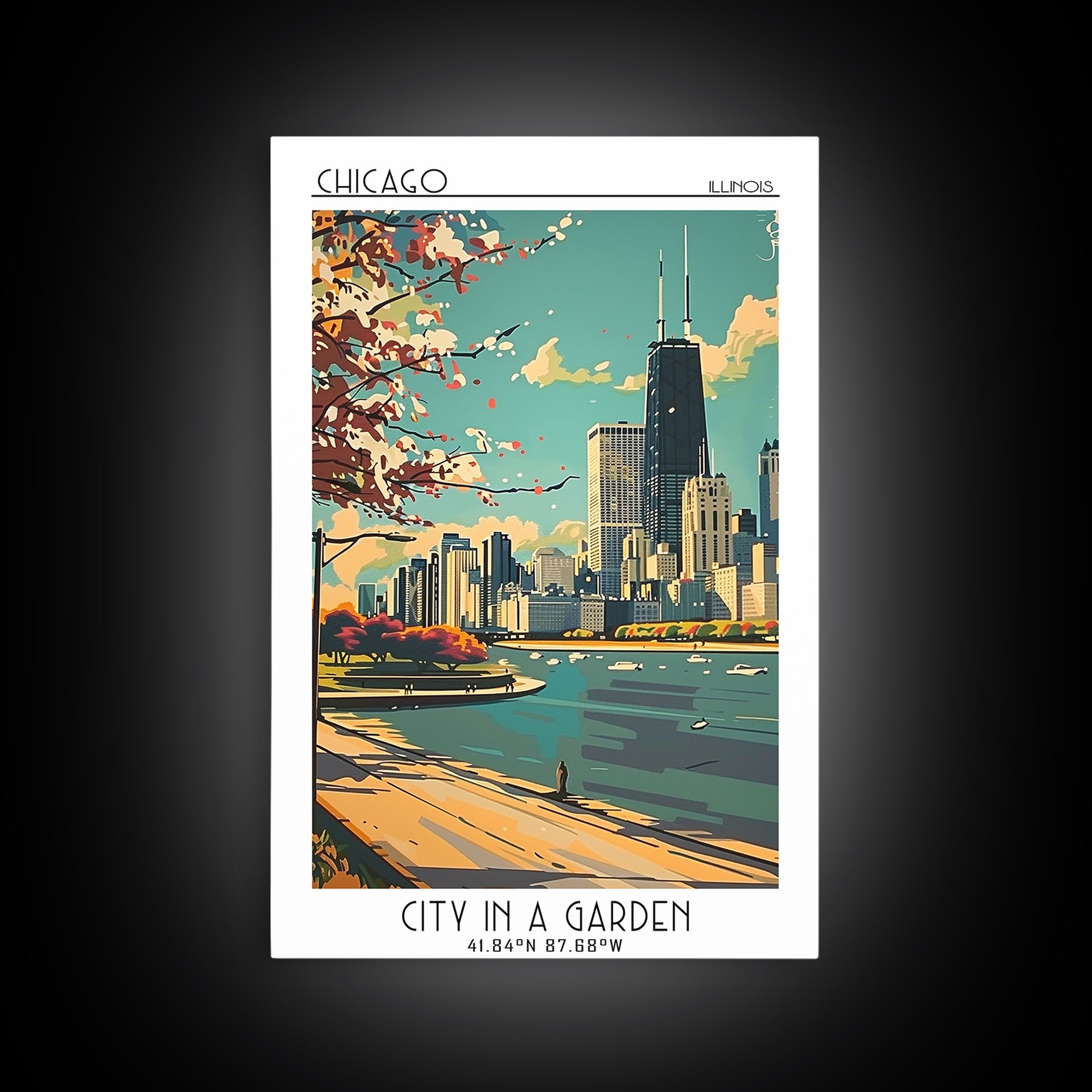 Chicago Illinois Travel Poster, Canvas Print, City Travel Poster, Vintage City Poster, Poster Print, City Wall Art, Gallery Wall Set