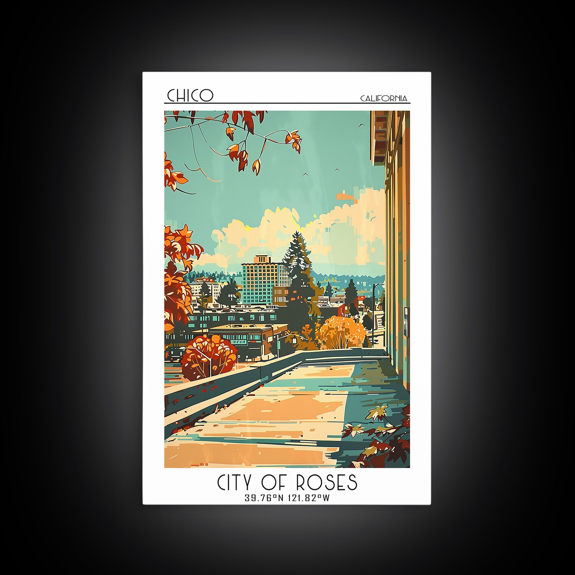 Chico Travel Poster, Canvas Print, Poster Print, Travel Wall Art, Vintage Travel, Minimalist Poster, Gallery Wall Set, Landscape Art