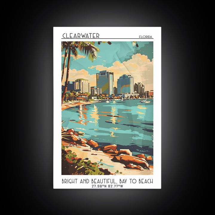 Clearwater Travel Poster, Canvas Print, Travel Art Print, Modern Wall Decor, Travel Wall Art, Home Decor, Travel Decor, Poster Print