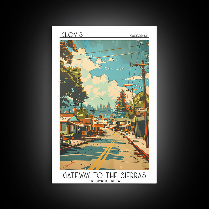 Clovis California Travel Poster, Framed Canvas Print, Travel Wall Art, City Wall Art, Fine Art Print, Wall Art, Vintage Travel Print