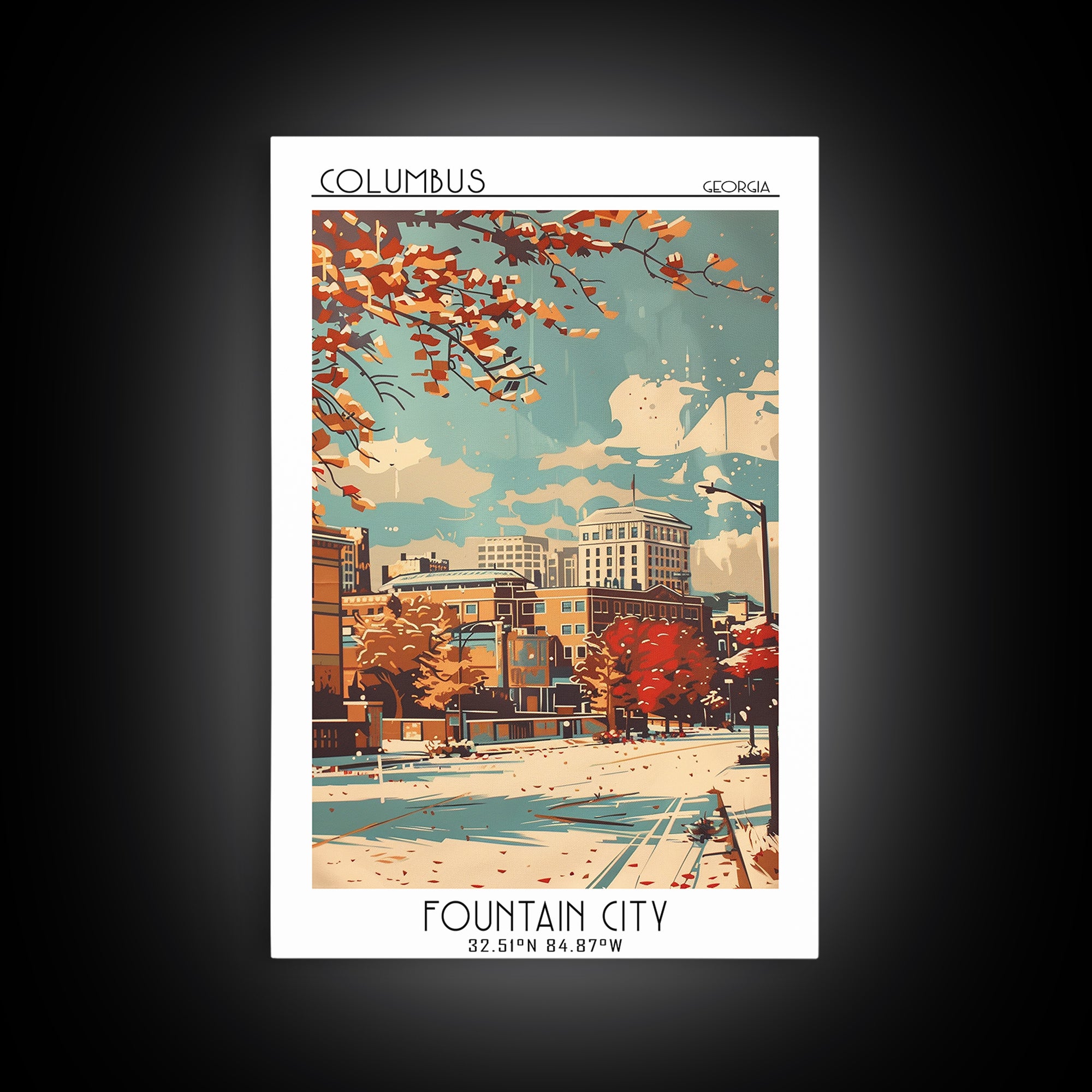 Columbus Travel Poster, Framed Canvas Print, Retro Wall Art, Travel Print, Poster Print, Wall Art, City Travel Poster, City Wall Art