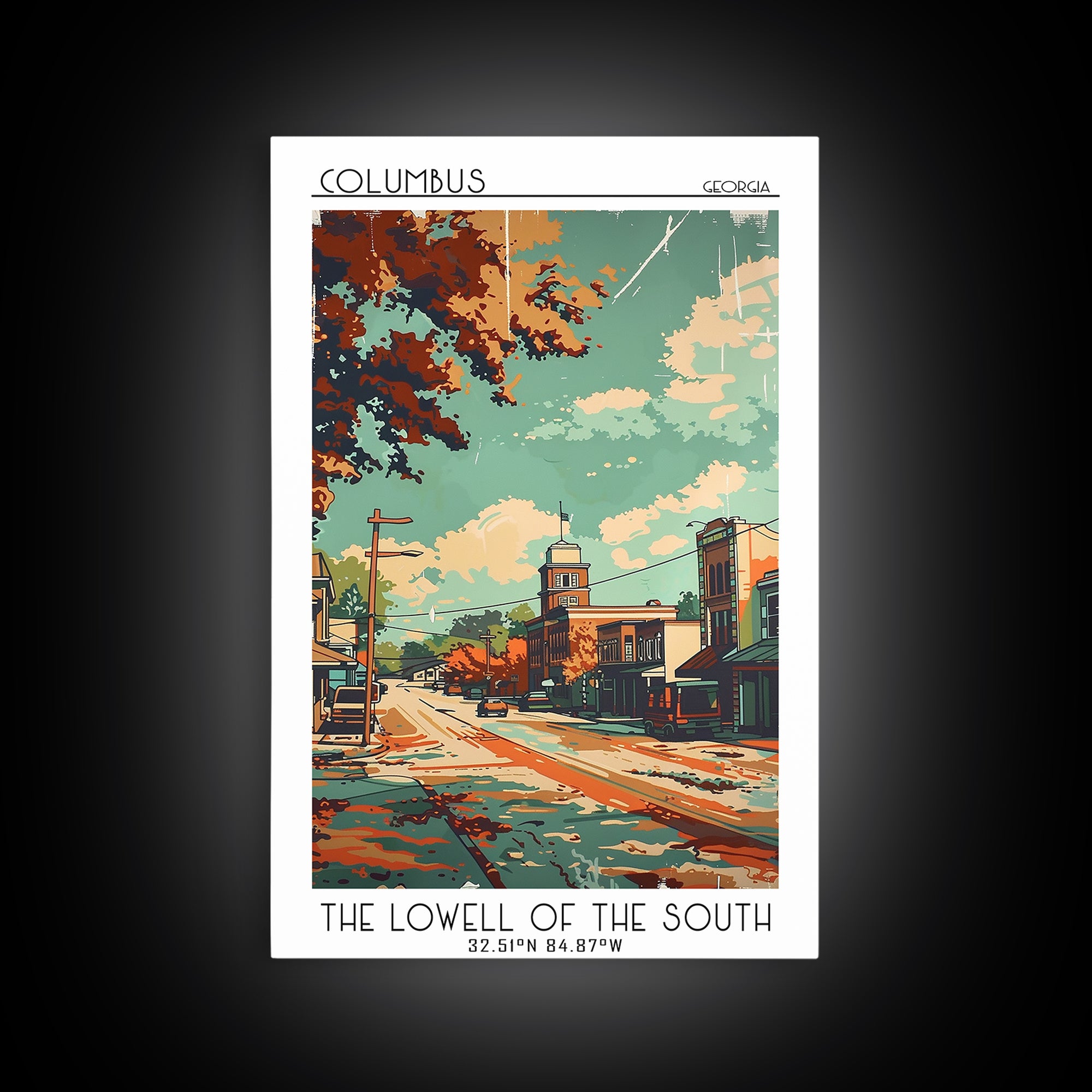 Columbus Georgia Travel Poster, Framed Canvas Print, City Travel Poster, Travel Wall Decor, Travel Prints, Fine Art Print, Art Print